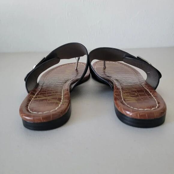 Sam Edelman Barry Suede Black Flat Sandals Women Size 7 Slip On Logo Slide Shoes - Picture 7 of 8